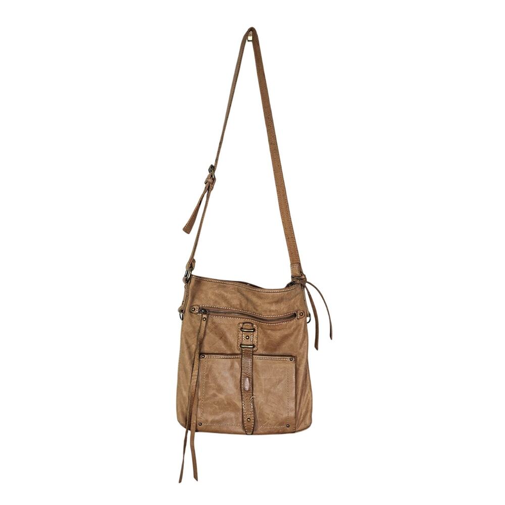 Lucky Brand Abbey Road Bag Brown Leather Crossbody Boho Hippie Casual
